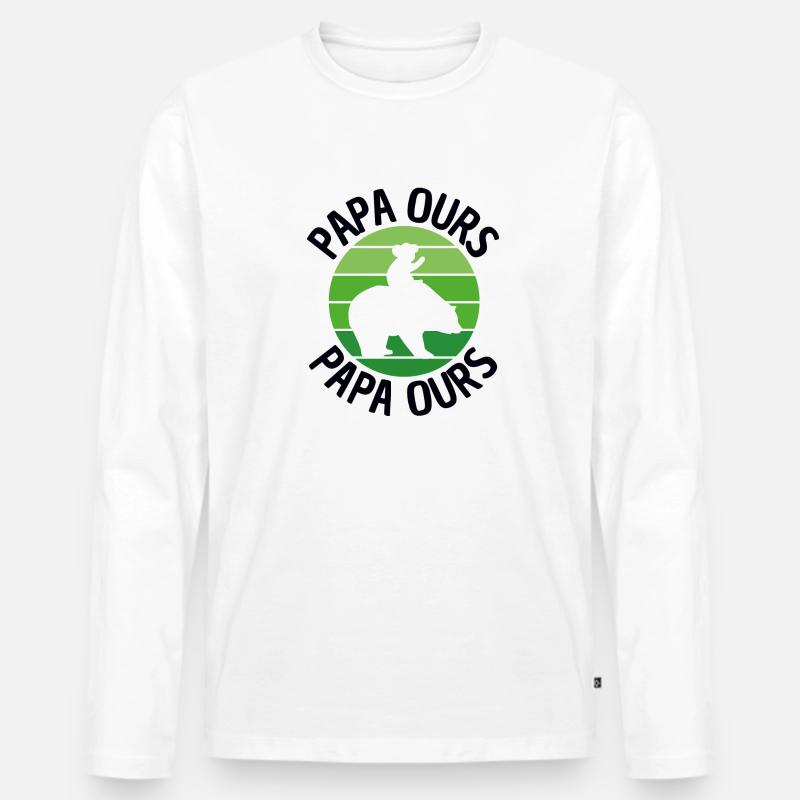 Papa ours - Männer Premium Bio Langarmshirt - Weiß