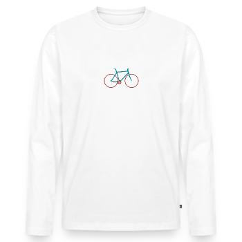 You Can't Be Sad While Riding A Bicycle - Cycling - Men's Premium Organic Long Sleeve Shirt - white - Front - Nico (187cm)