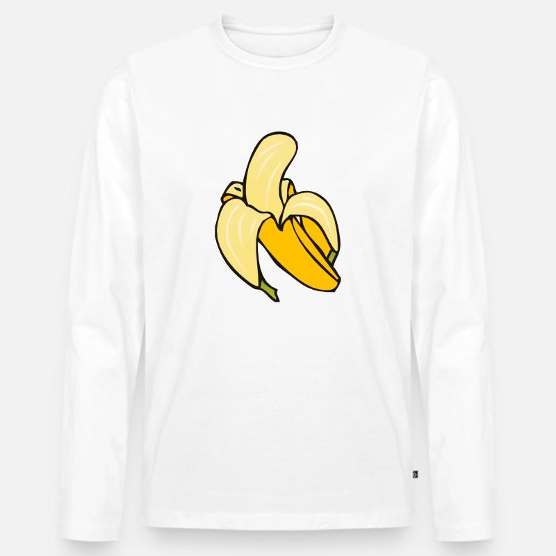 Banane 5 A - Männer Premium Bio Langarmshirt - Weiß