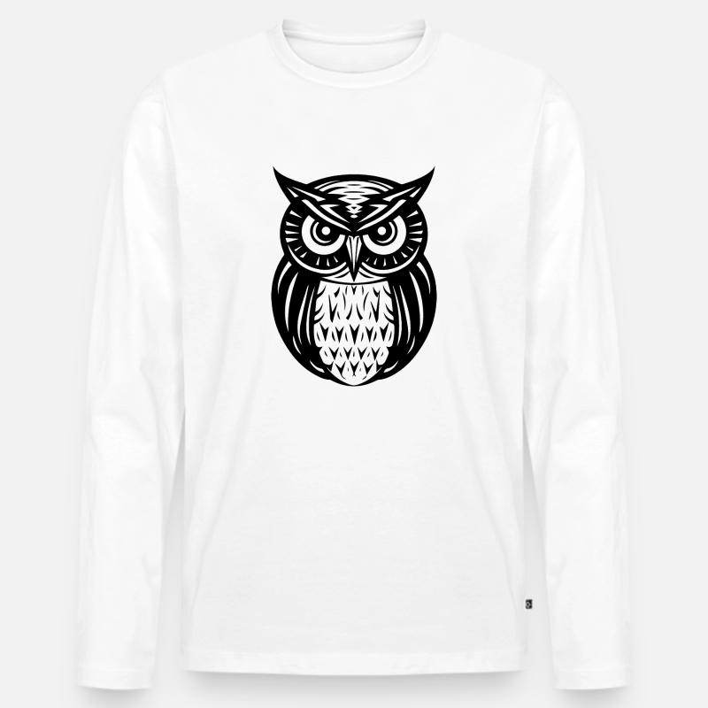 Eule Eulen Vogel Vögel - Männer Premium Bio Langarmshirt - Weiß