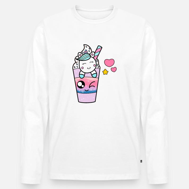 EINHORN IN EINEM EIS - Männer Premium Bio Langarmshirt - Weiß