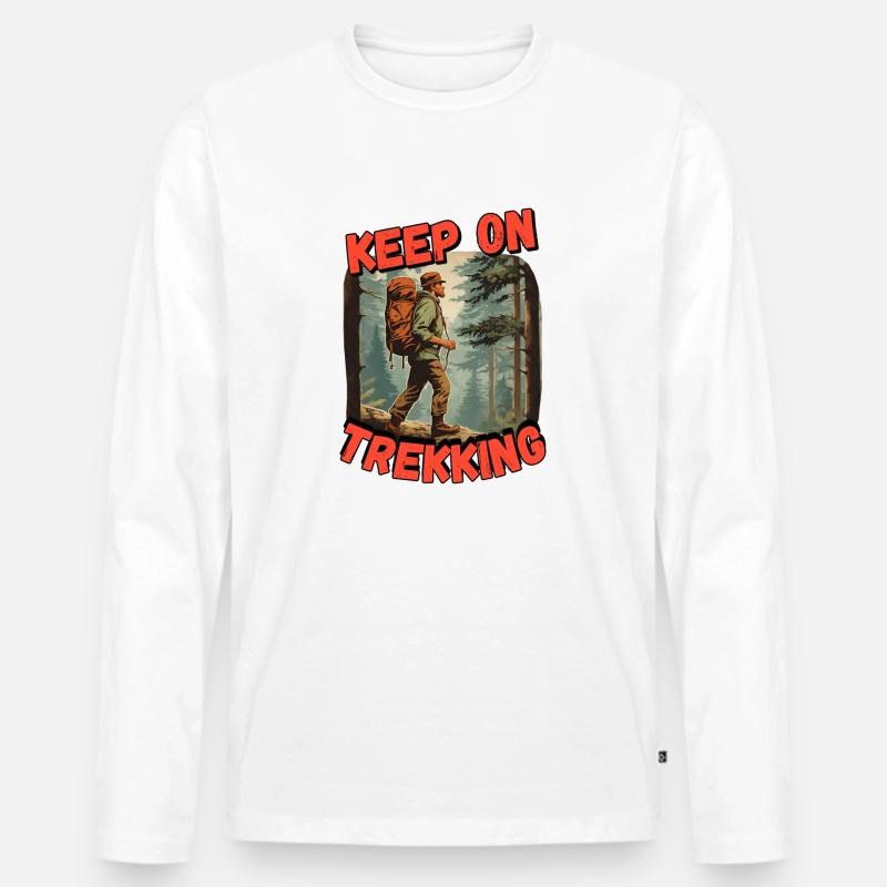 keep on Trekking 2 - Männer Premium Bio Langarmshirt - Weiß
