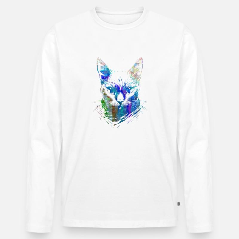 Bunte Katzen - Männer Premium Bio Langarmshirt - Weiß