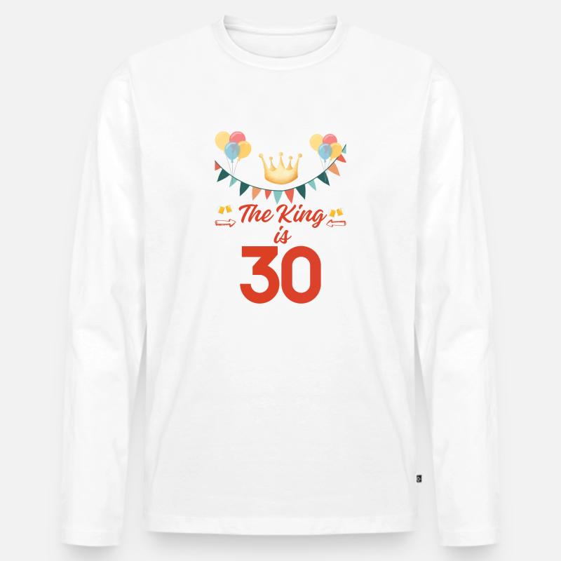 The King is 30 - Männer Premium Bio Langarmshirt - Weiß