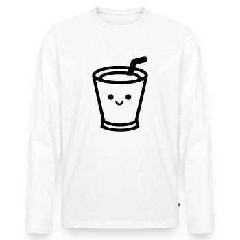 Kaffeebecher - Männer Premium Bio Langarmshirt - Weiß - Vorne - Nico (187cm)