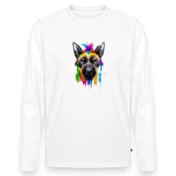 Belgian Shepherd Design in Color - Men's Premium Organic Long Sleeve Shirt - white - Front - Nico (187cm)