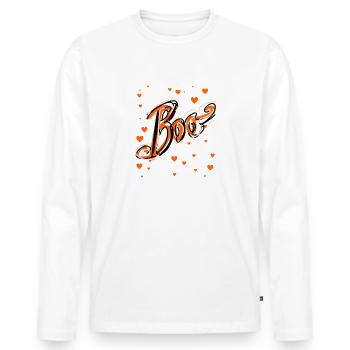 Boo, halloween, graffiti, toile d’araignée, toile d’araignée - T-shirt manches longues Premium bio Homme - blanc - Devant - Nico (187cm)