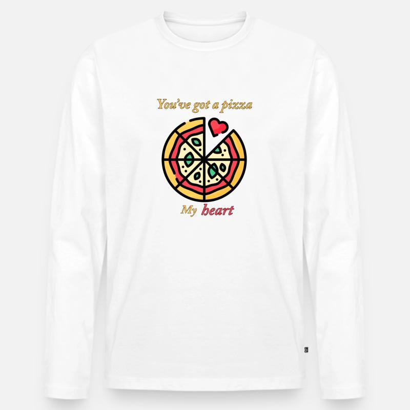 Pizza Mein Herz - Männer Premium Bio Langarmshirt - Weiß
