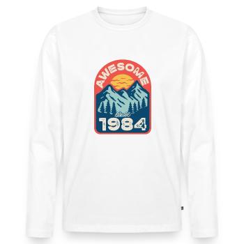 Awesome since 1984 - Männer Premium Bio Langarmshirt - Weiß - Vorne - Nico (187cm)