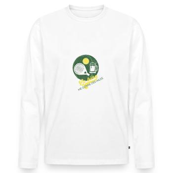 Le padel me donne soif la bière me donne des ailes - T-shirt manches longues Premium bio Homme - blanc - Devant - Nico (187cm)