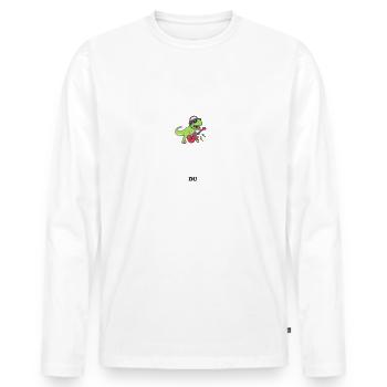 Parrain Dinosaure le roi du rock t-shirt baptème - T-shirt manches longues Premium bio Homme - blanc - Devant - Nico (187cm)