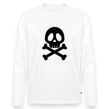 Tête de mort - Skull - Style Anime / Manga - T-shirt manches longues Premium bio Homme - blanc - Devant - Nico (187cm)