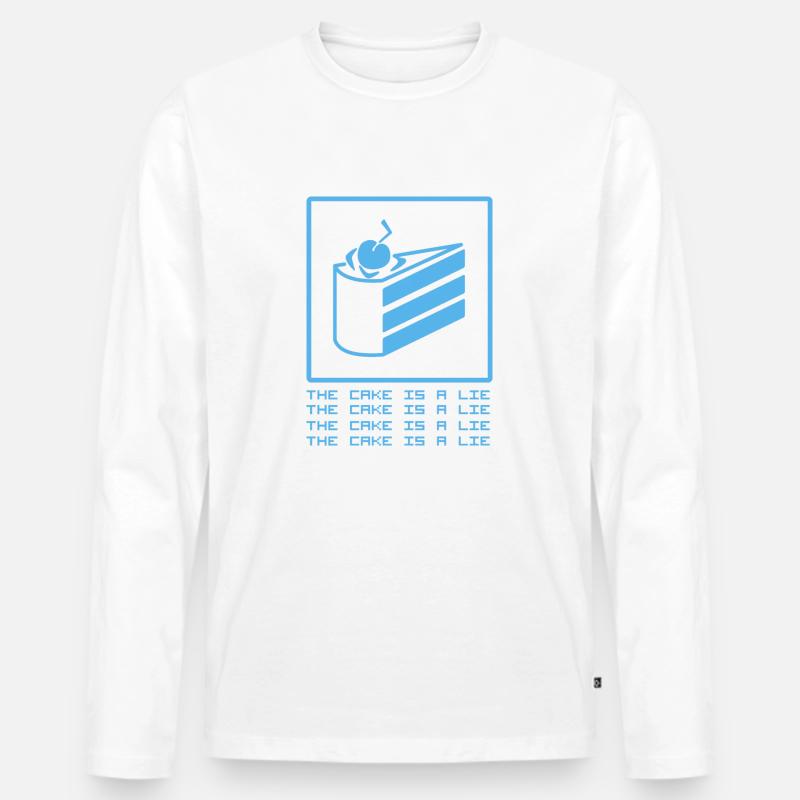 THE CAKE IS A LIE - Männer Premium Bio Langarmshirt - Weiß