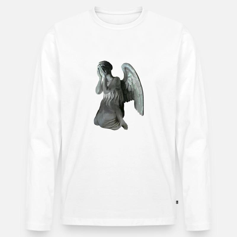 Weeping angel - Männer Premium Bio Langarmshirt - Weiß