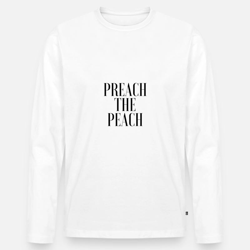 PRACHT DEN PFIRSICH - Männer Premium Bio Langarmshirt - Weiß