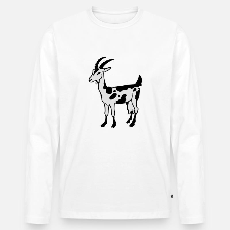 Ziege - Männer Premium Bio Langarmshirt - Weiß
