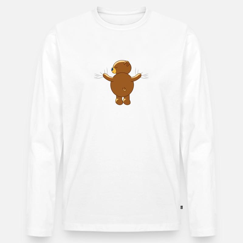 Schlafender Bär - Männer Premium Bio Langarmshirt - Weiß
