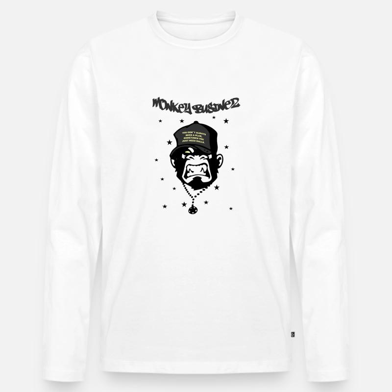 Monkey Businez - Männer Premium Bio Langarmshirt - Weiß