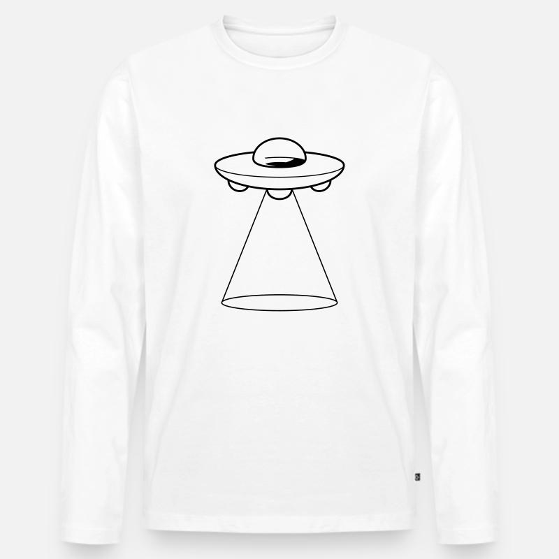 Laser Beam UFO - Männer Premium Bio Langarmshirt - Weiß
