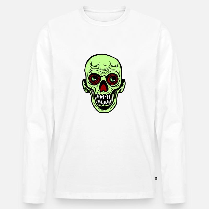 Halloween Zombie-Kopf - Männer Premium Bio Langarmshirt - Weiß