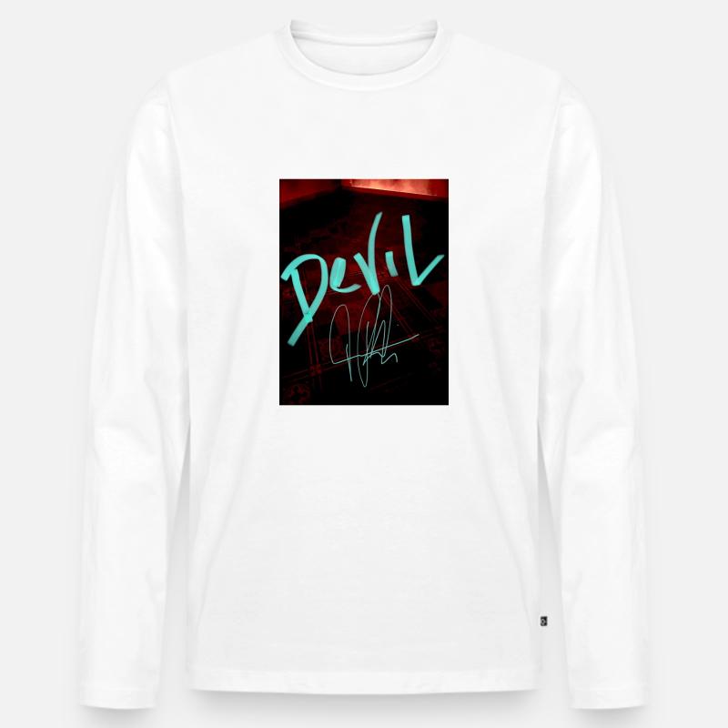 Devil Original - Männer Premium Bio Langarmshirt - Weiß