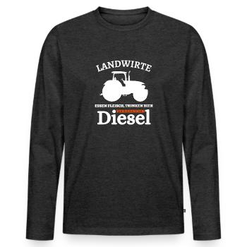 Landwirte- Essen Fleisch Trinken Bier ... - Männer Premium Bio Langarmshirt - Anthrazit meliert - Vorne - Nico (187cm)