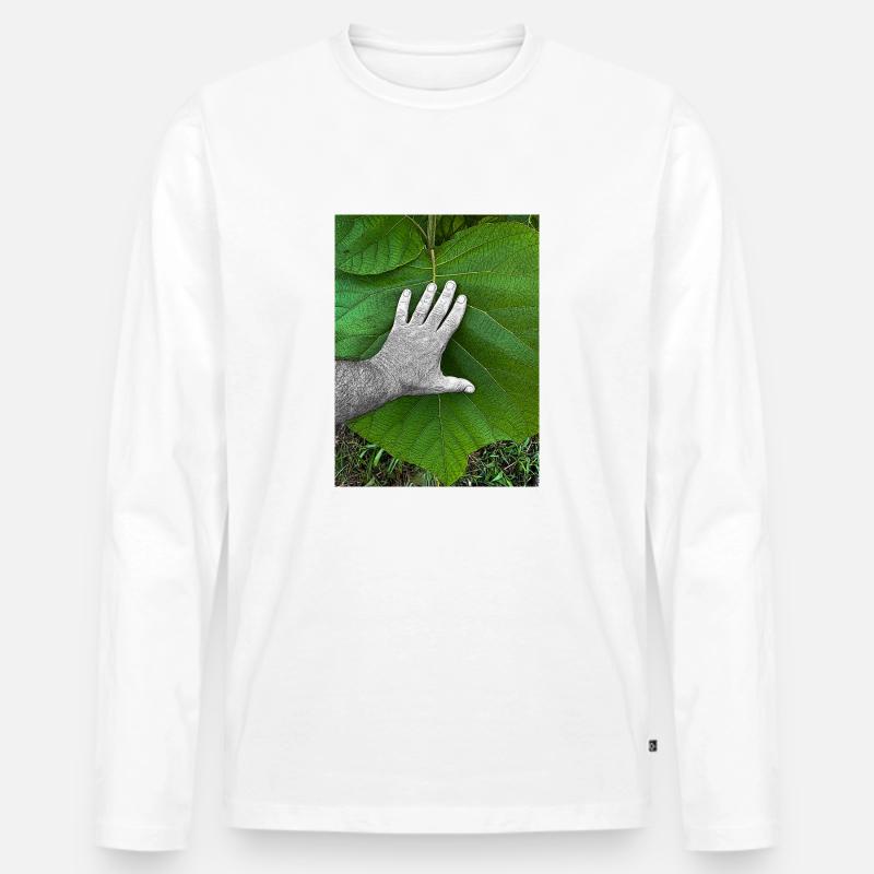 Die Hand am Leben - Männer Premium Bio Langarmshirt - Weiß