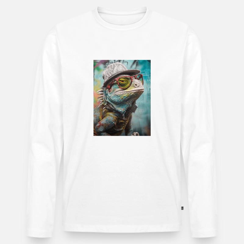 Tierischer Stil - Männer Premium Bio Langarmshirt - Weiß