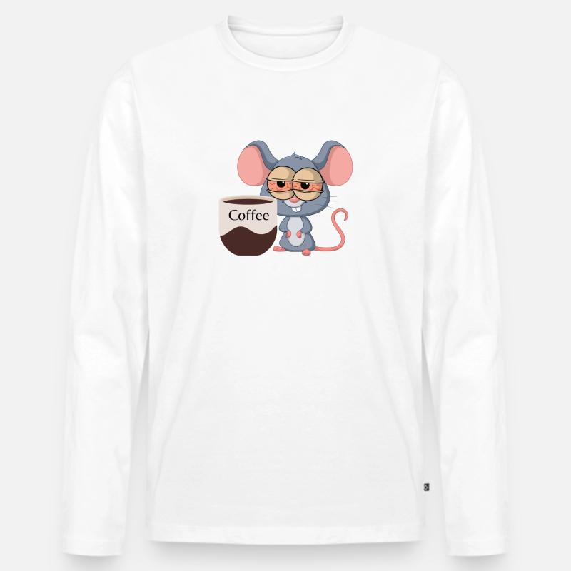 Kaffeemäuschen - Männer Premium Bio Langarmshirt - Weiß