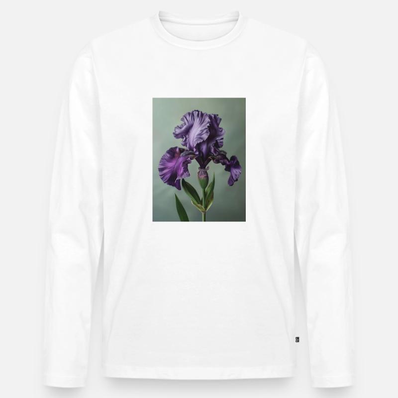 Iris FL 10 - Männer Premium Bio Langarmshirt - Weiß