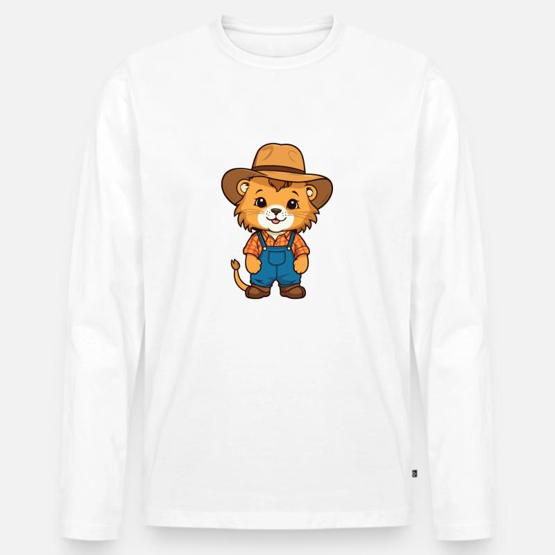 Babylöwe als Bauer - Männer Premium Bio Langarmshirt - Weiß