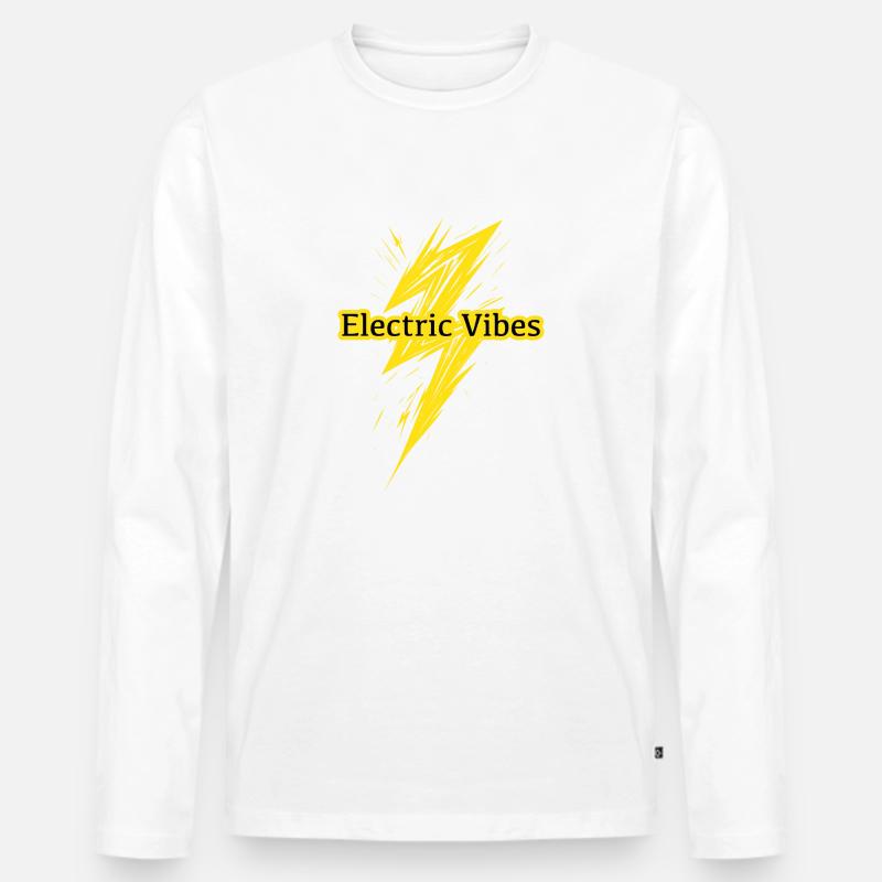 Electric Vibes: Element Blitz-Design - Männer Premium Bio Langarmshirt - Weiß
