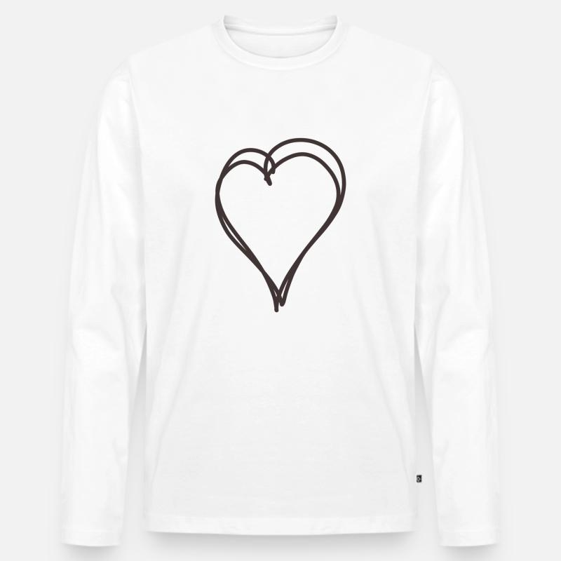 Herz - Männer Premium Bio Langarmshirt - Weiß