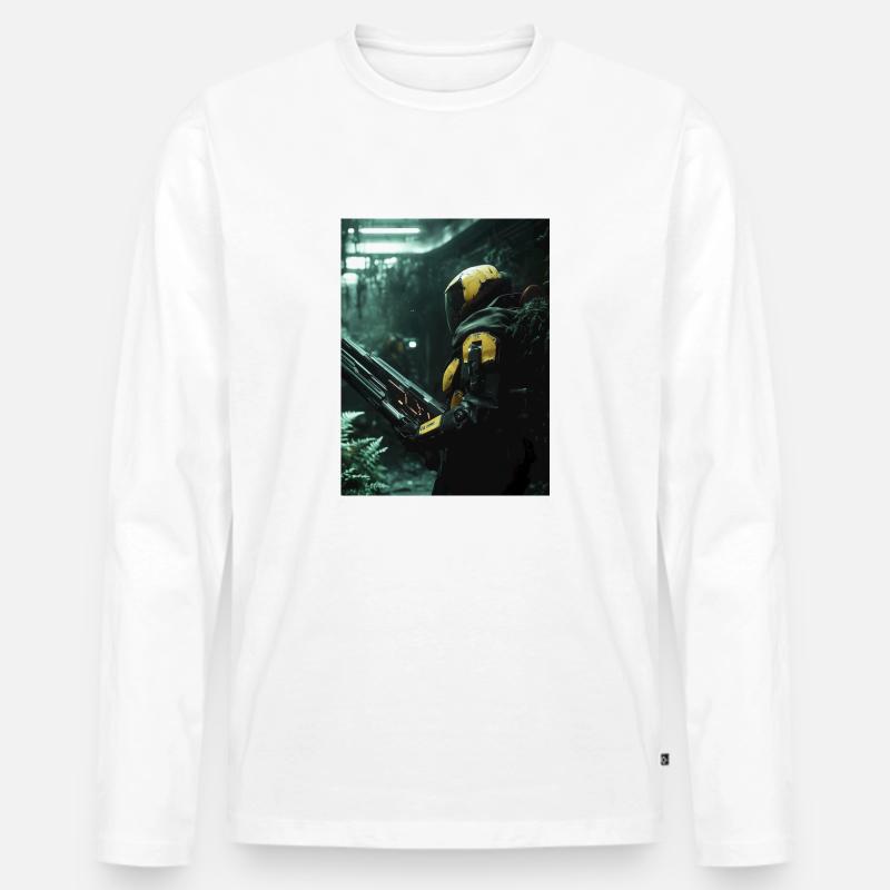 Sci Fi Krieger4 - Männer Premium Bio Langarmshirt - Weiß