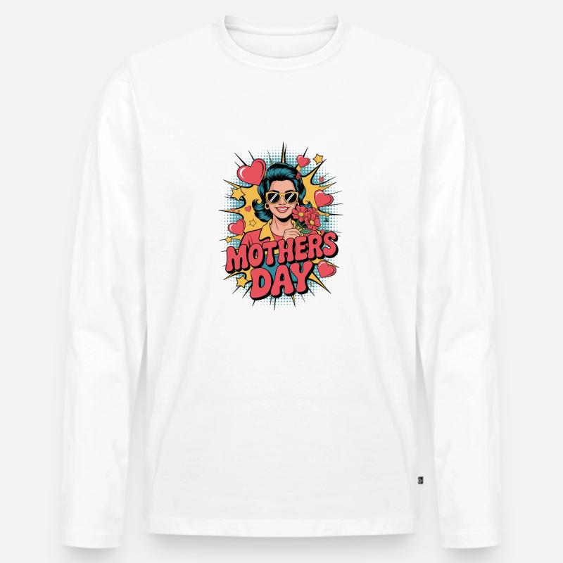 Supermom – Popart Muttertagsmotiv - Männer Premium Bio Langarmshirt - Weiß