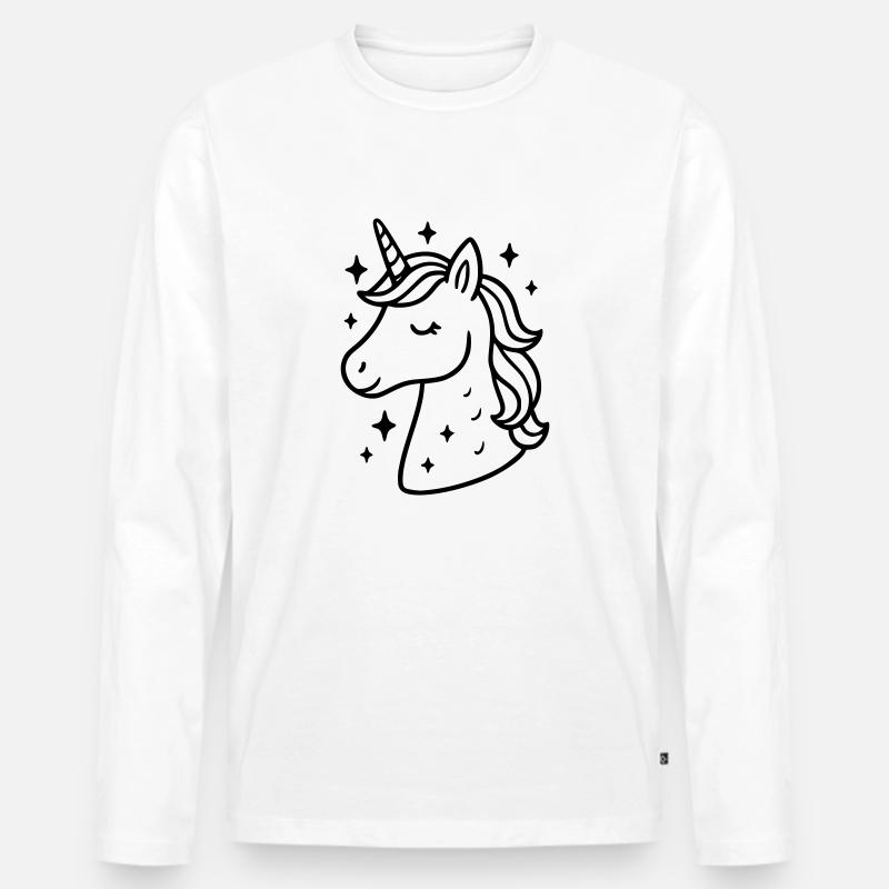 Das verzauberte Einhorn - Männer Premium Bio Langarmshirt - Weiß
