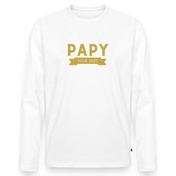 Papy pour 2023 - T-shirt manches longues Premium bio Homme - blanc - Devant - Nico (187cm)
