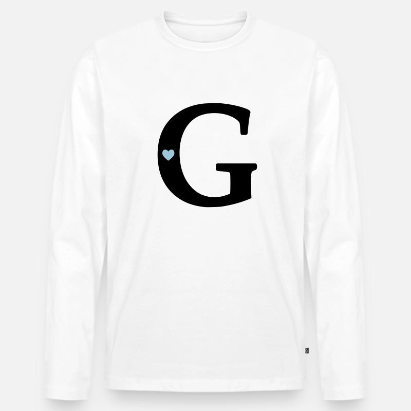 Buchstabe G Anfangsbuchstabe - Männer Premium Bio Langarmshirt - Weiß