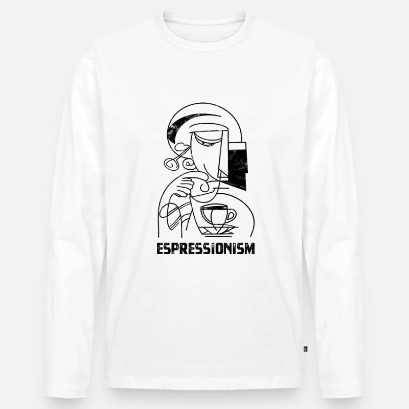 Espressionism - Espresso - Kaffee trinken - Männer Premium Bio Langarmshirt - Weiß