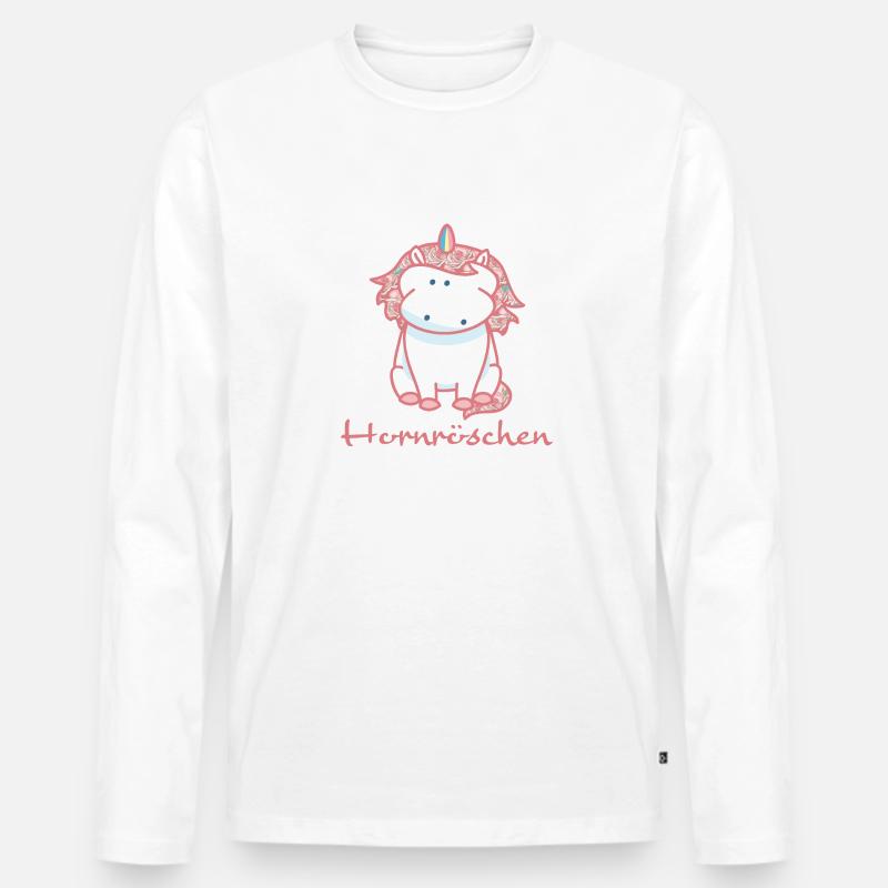 Rosen Einhorn - Männer Premium Bio Langarmshirt - Weiß