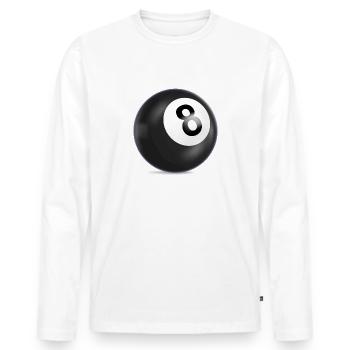 Noir 8, Boule de billard, N8, Boule de billard, Billard - T-shirt manches longues Premium bio Homme - blanc - Devant - Nico (187cm)
