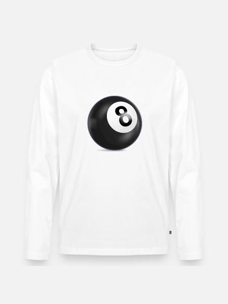Noir 8, Boule de billard, N8, Boule de billard, Billard - T-shirt manches longues Premium bio Homme - blanc