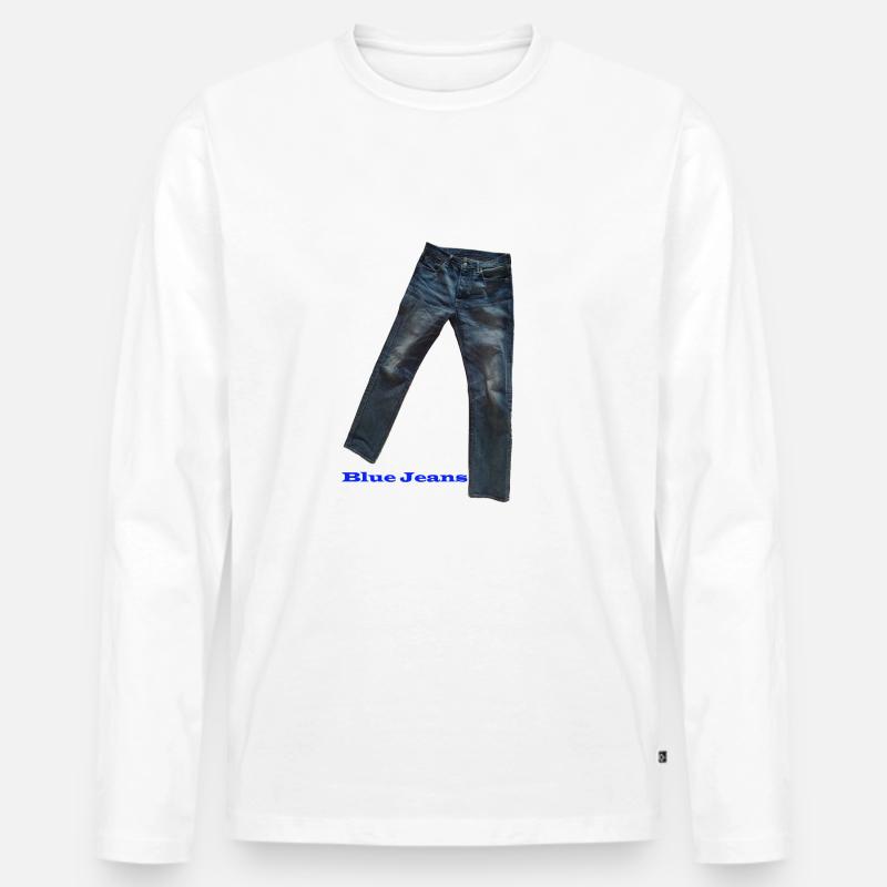 Blue Jeans - Männer Premium Bio Langarmshirt - Weiß
