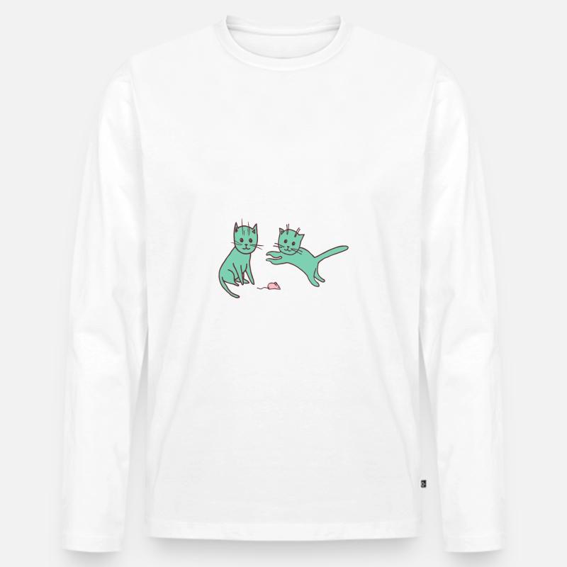 Was ist besser als eine Katze? Geschenk - Männer Premium Bio Langarmshirt - Weiß