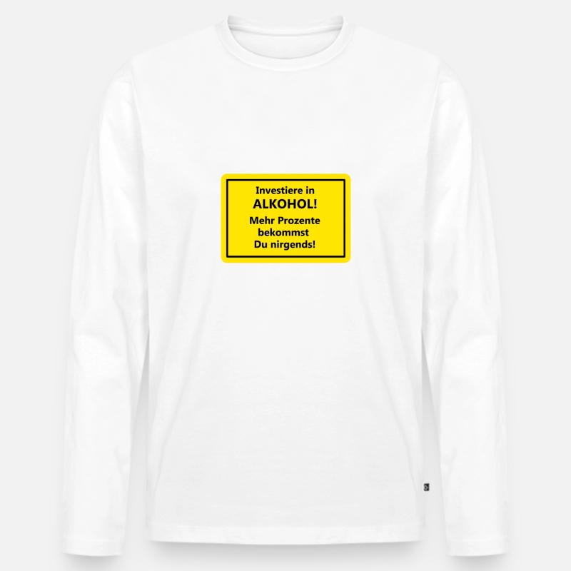 Alkohol - Männer Premium Bio Langarmshirt - Weiß