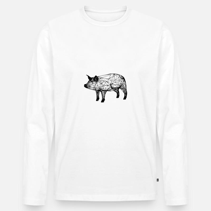 Schwein - Männer Premium Bio Langarmshirt - Weiß