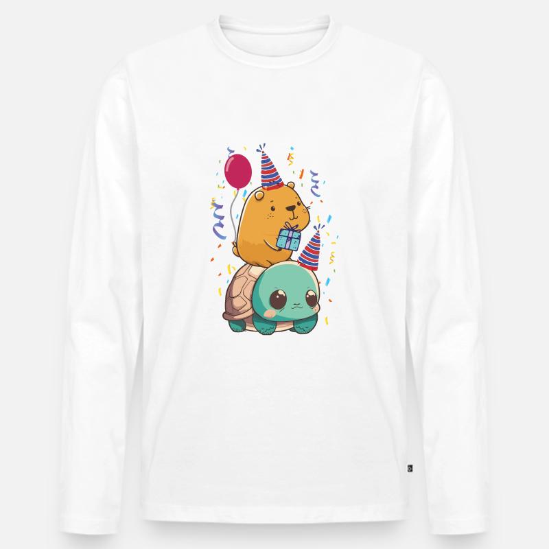 Capybara Geburtstag - Männer Premium Bio Langarmshirt - Weiß