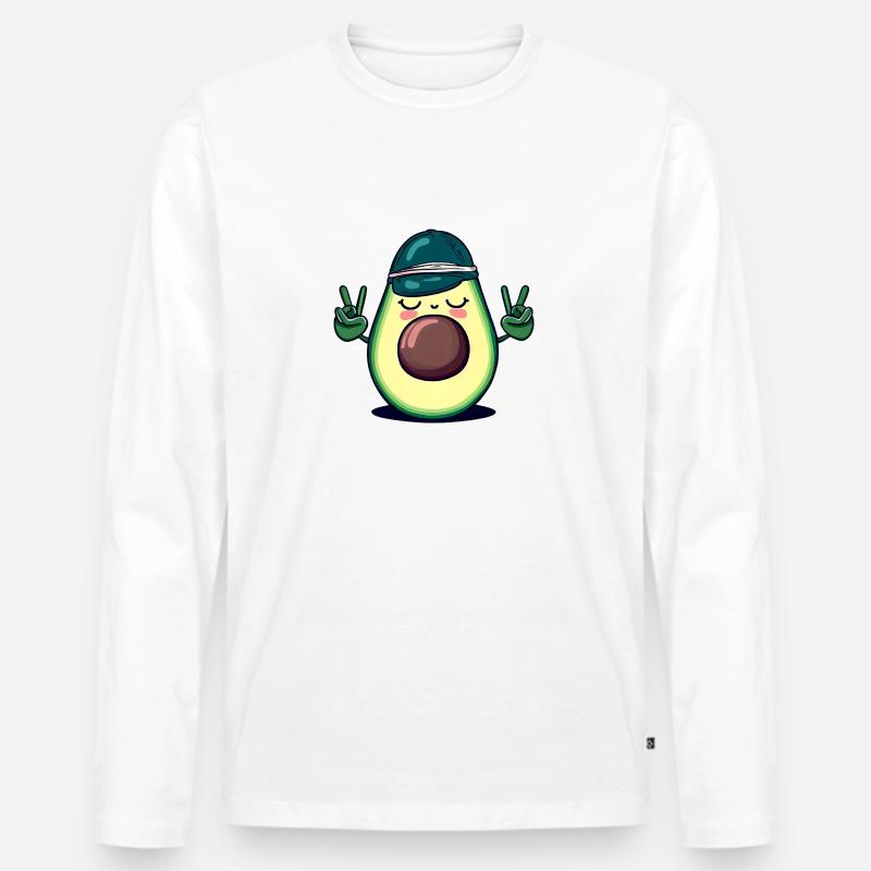 Hippie-Avocado mit Basecap - Coole Peace-Design - Männer Premium Bio Langarmshirt - Weiß
