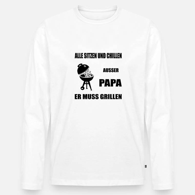Papa - Männer Premium Bio Langarmshirt - Weiß