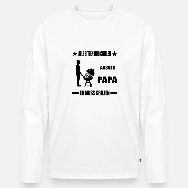 BBQ - Männer Premium Bio Langarmshirt - Weiß